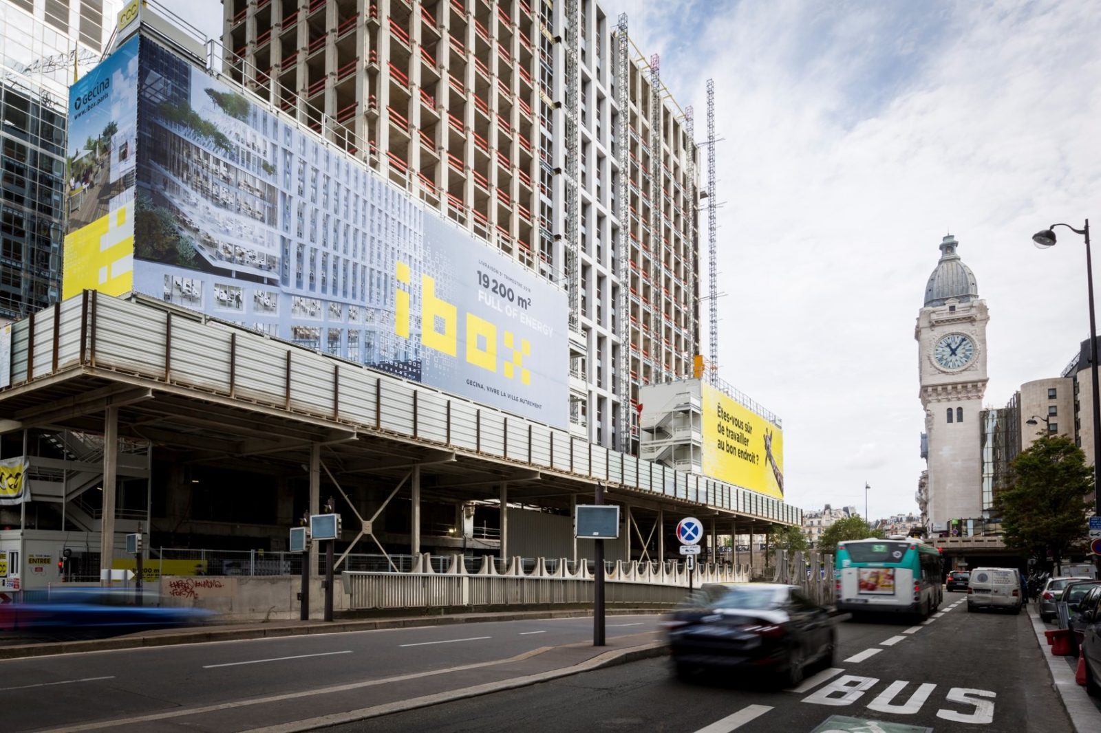 publicité sur façade skybox toile tendue Gecina