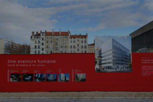 publicité sur palissade alulight chantier icade