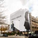 Enveloppe de chantier Avenue Montaigne pour Giorgio Armani, façade intégrée et premium par LightAir
