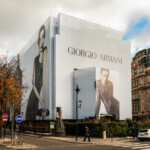 Enveloppe de chantier Avenue Montaigne pour Giorgio Armani, façade intégrée et premium par LightAir